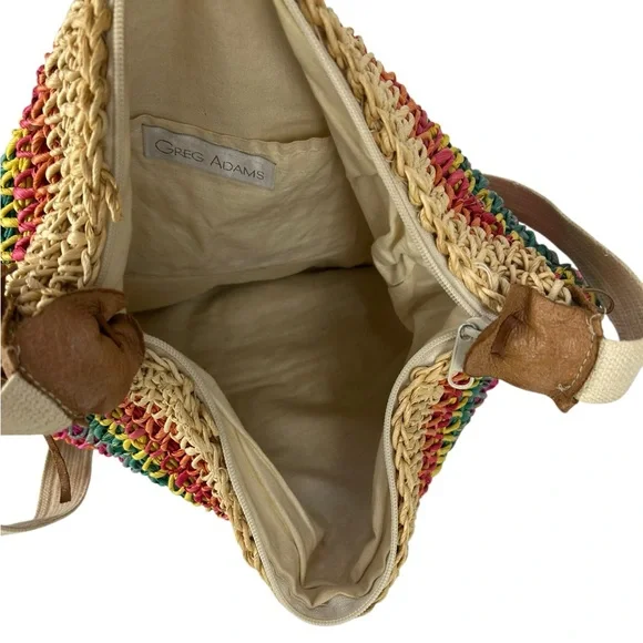 Vintage Rainbow Woven Straw Hobo Bag - Picture 7 of 11